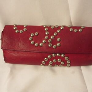 McFadin Stacy & Laurie Red Studded Clutch